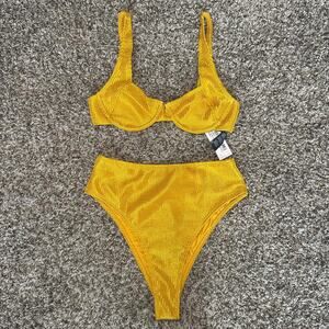New nasty gal mustard shiny bikini set